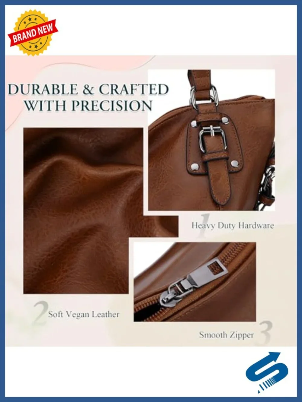 Faux Leather Hobo Bag with Zipper Top, Convertible Shoulder Crossbody Purse